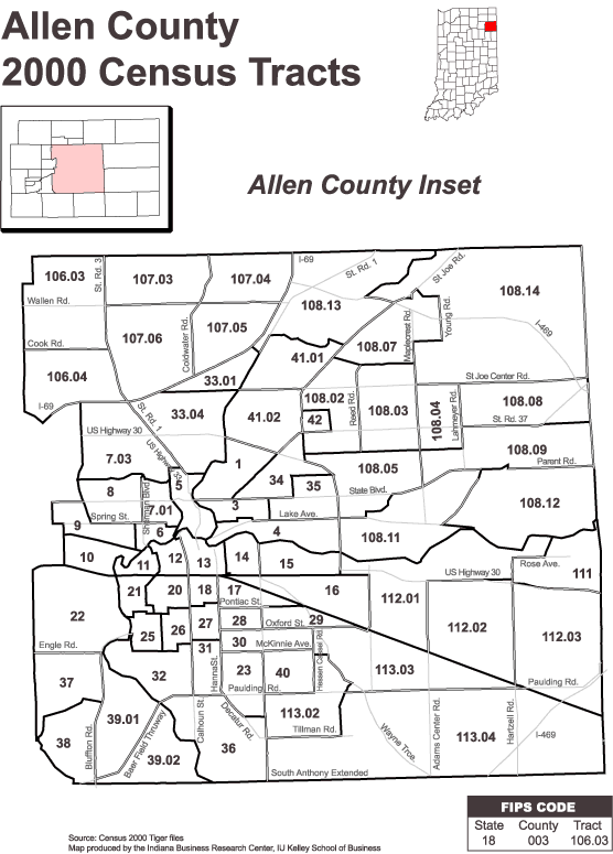 STATS Indiana Allen County Tract Maps
