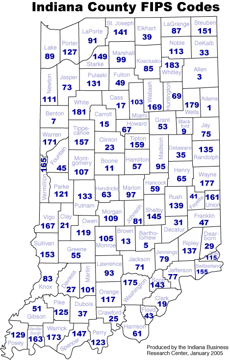 Alphabetical list of Indiana Counties