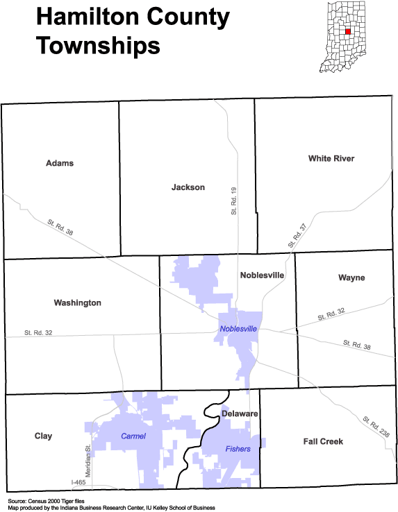 Hamilton County Indiana Townships Map