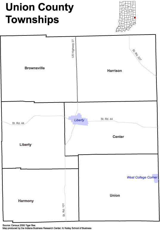 Union County, Indiana townships map
