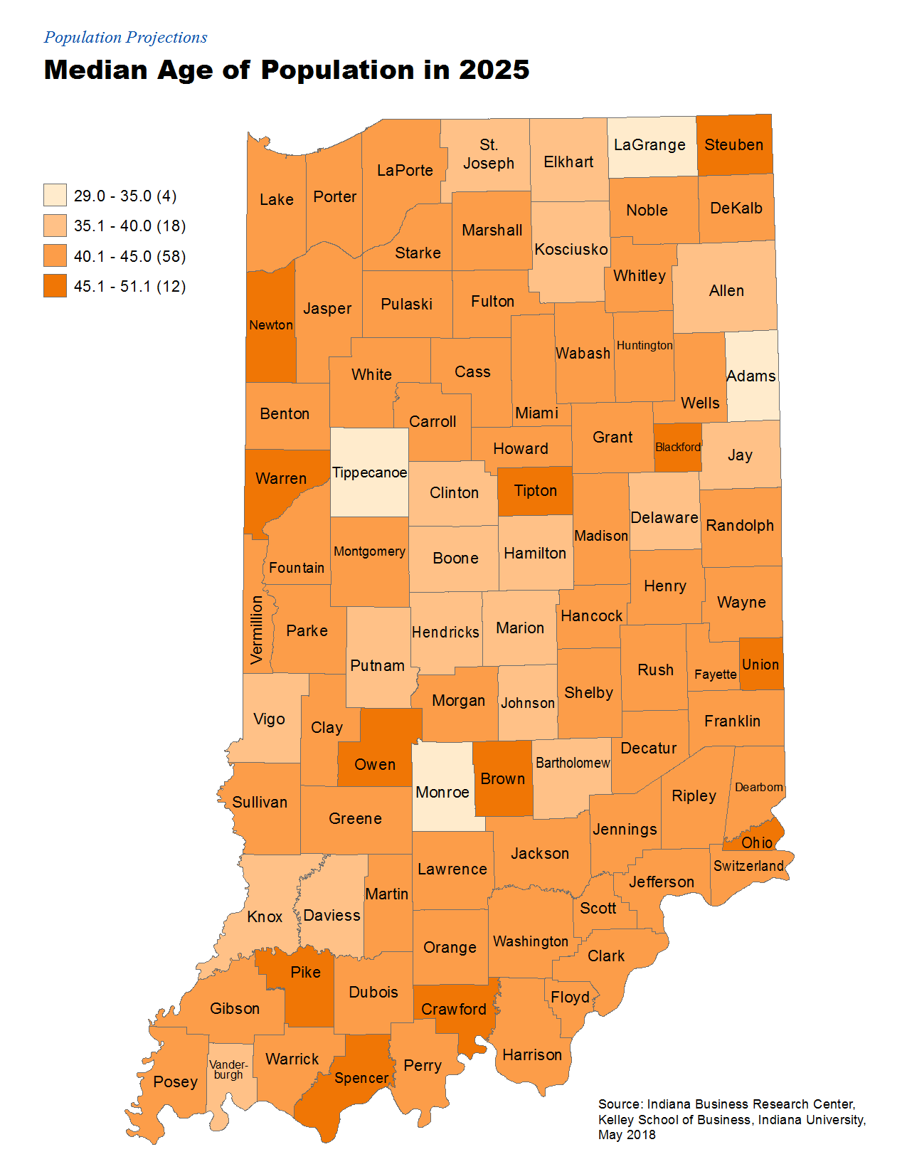 Population Projection Maps STATS Indiana