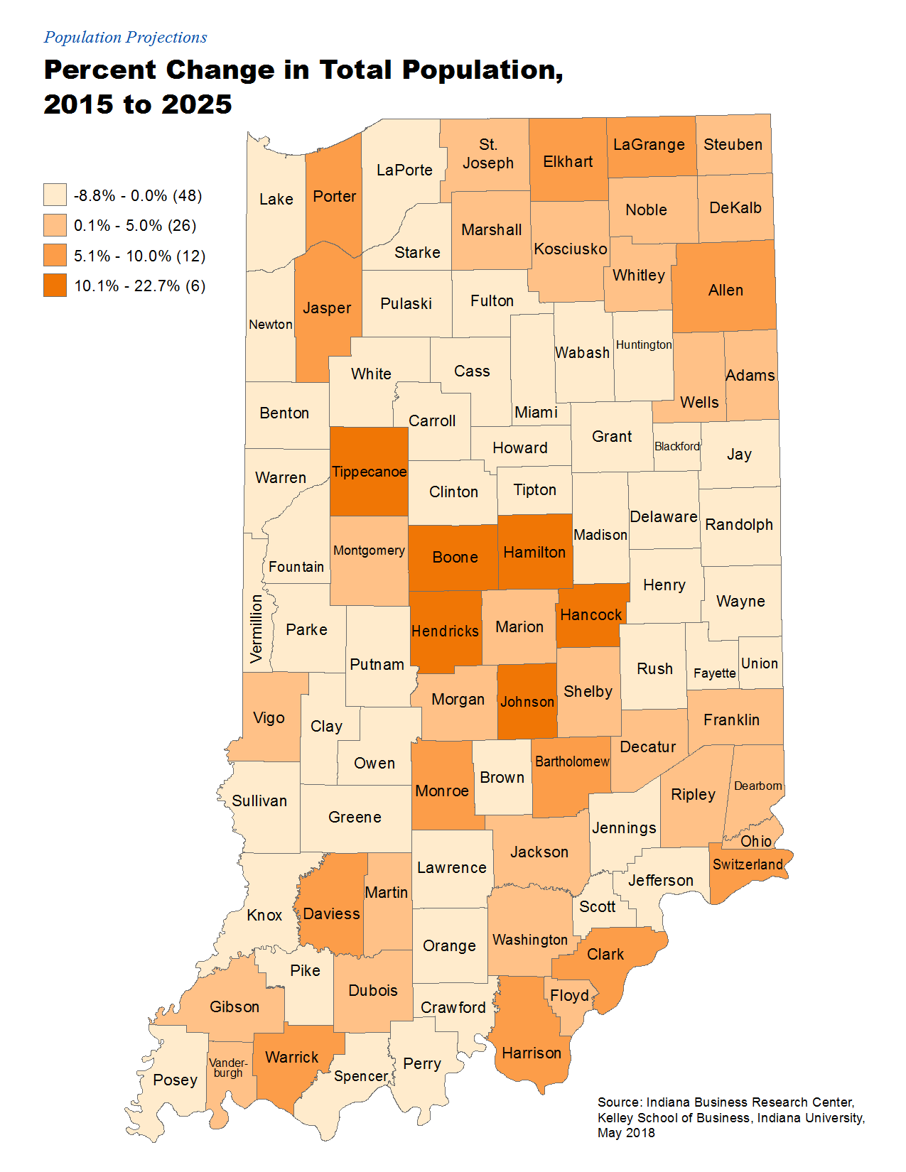 Population Projection Maps STATS Indiana