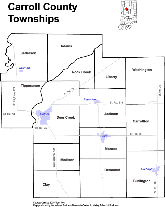 Carroll County Indiana Map Www.stats.indiana.edu - /Maps/Townships/