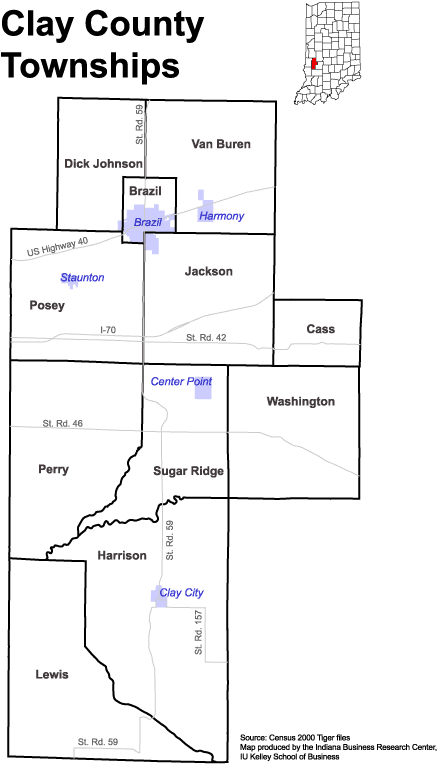 Clay County Indiana Township Map Www.stats.indiana.edu - /Maps/Townships/