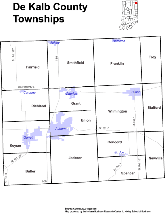 Dekalb County Township Map Www.stats.indiana.edu - /Maps/Townships/