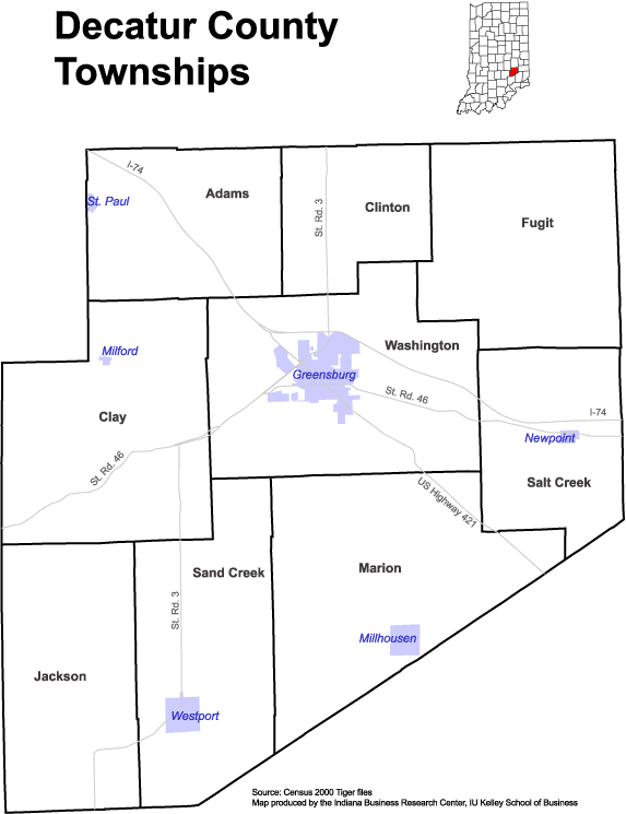 Decatur County Indiana Gis Map Www.stats.indiana.edu - /Maps/Townships/