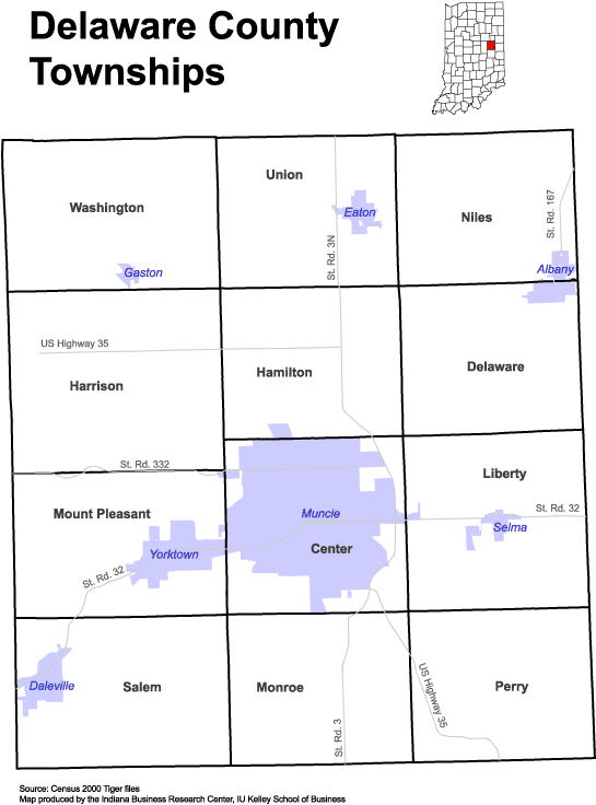 Delaware County Indiana Precinct Map Www.stats.indiana.edu - /Maps/Townships/