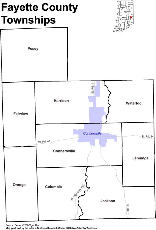 Fayette County Indiana Township Map Www.stats.indiana.edu - /Maps/Townships/