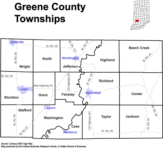 Greene County Indiana Township Map Www.stats.indiana.edu - /Maps/Townships/