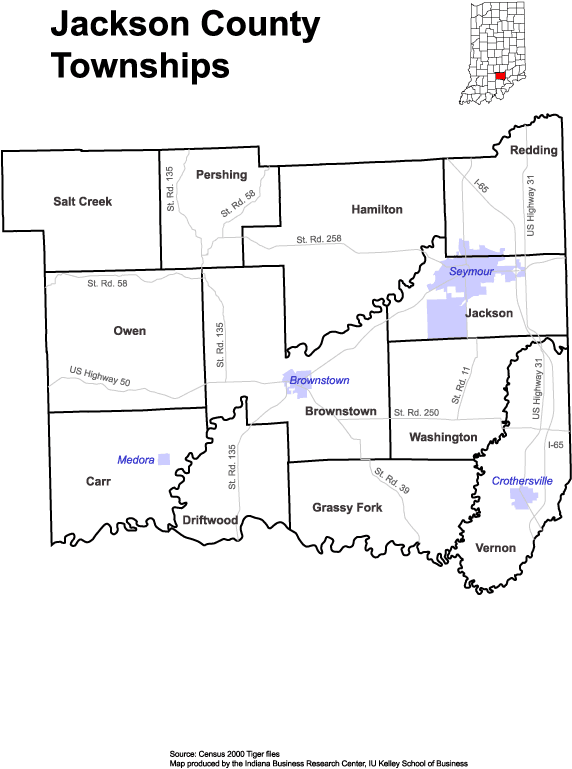 Jackson County Indiana Township Map Www.stats.indiana.edu - /Maps/Townships/