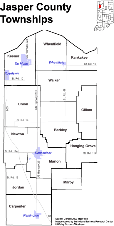 Jasper County Indiana Zoning Map Www.stats.indiana.edu - /Maps/Townships/