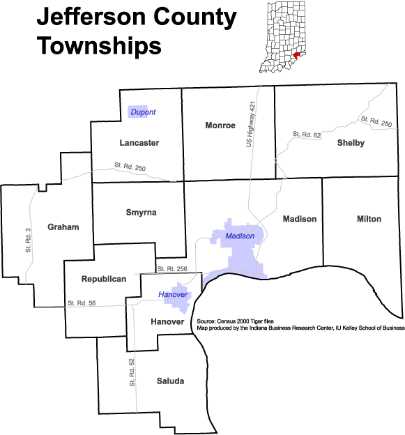 Jefferson County Indiana Map Www.stats.indiana.edu - /Maps/Townships/