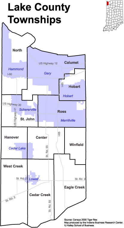 Lake County Indiana Township Map Www.stats.indiana.edu - /Maps/Townships/
