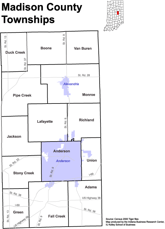 Madison County Indiana Township Map Www.stats.indiana.edu - /Maps/Townships/