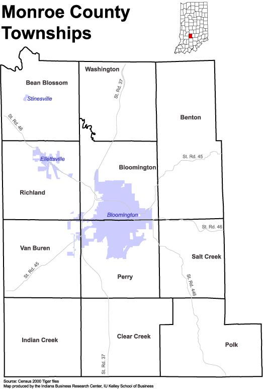 Bloomington Indiana Township Map Www.stats.indiana.edu - /Maps/Townships/