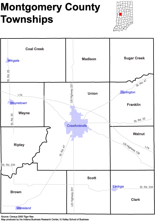 Montgomery County Indiana Township Map Www.stats.indiana.edu - /Maps/Townships/
