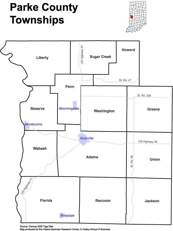 Parke County Indiana Map Www.stats.indiana.edu - /Maps/Townships/