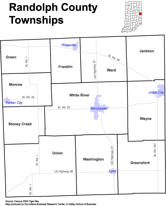 Randolph County Indiana Township Map Www.stats.indiana.edu - /Maps/Townships/