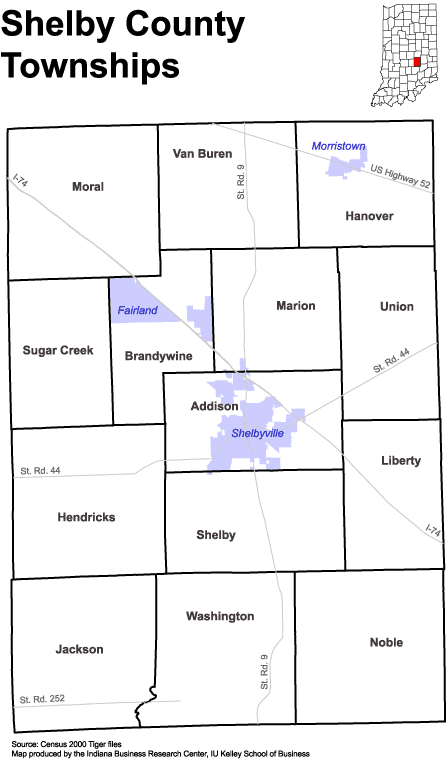 Shelby County Indiana Township Map Www.stats.indiana.edu - /Maps/Townships/