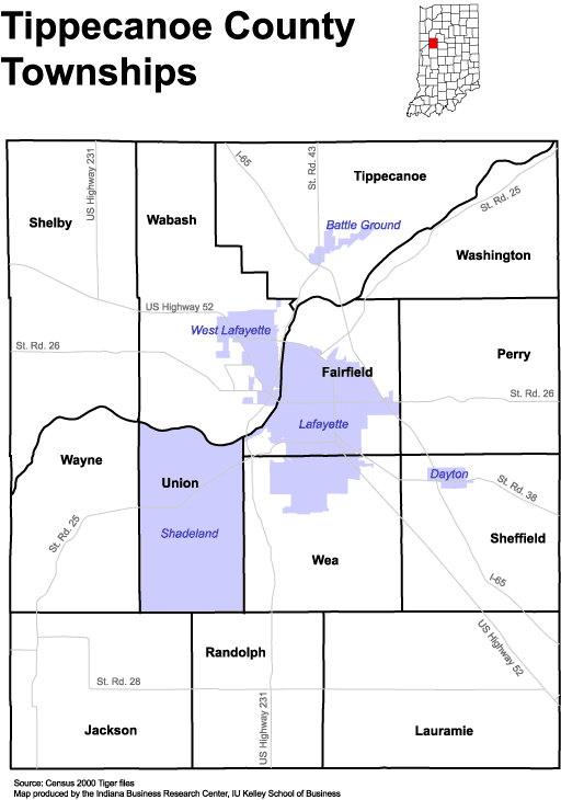 Tippecanoe County Township Map Www.stats.indiana.edu - /Maps/Townships/