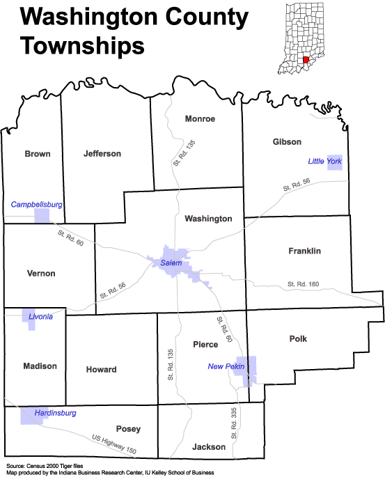 Washington County Indiana Property Lines Www.stats.indiana.edu - /Maps/Townships/