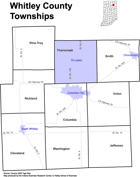 Whitley County Township Map Www.stats.indiana.edu - /Maps/Townships/