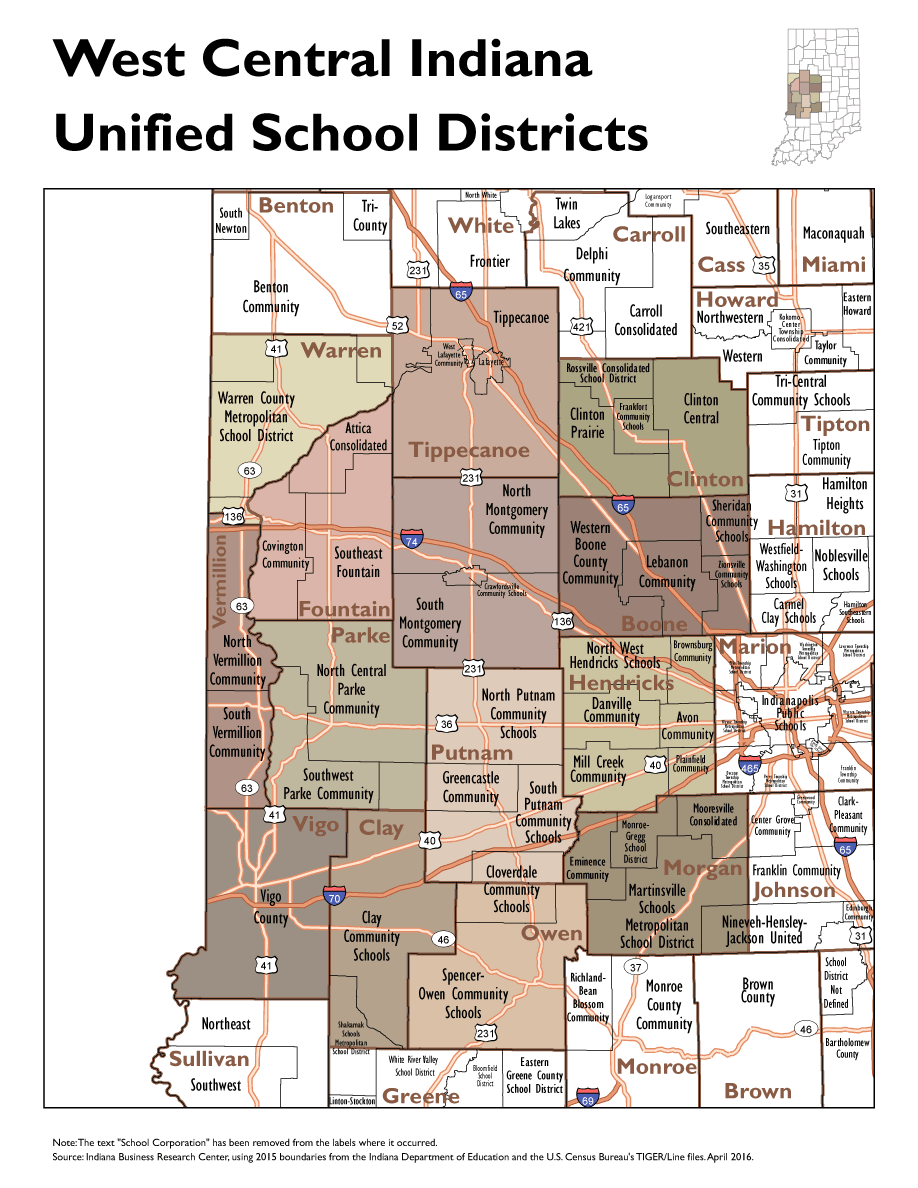 unified school district boundary maps: stats indiana