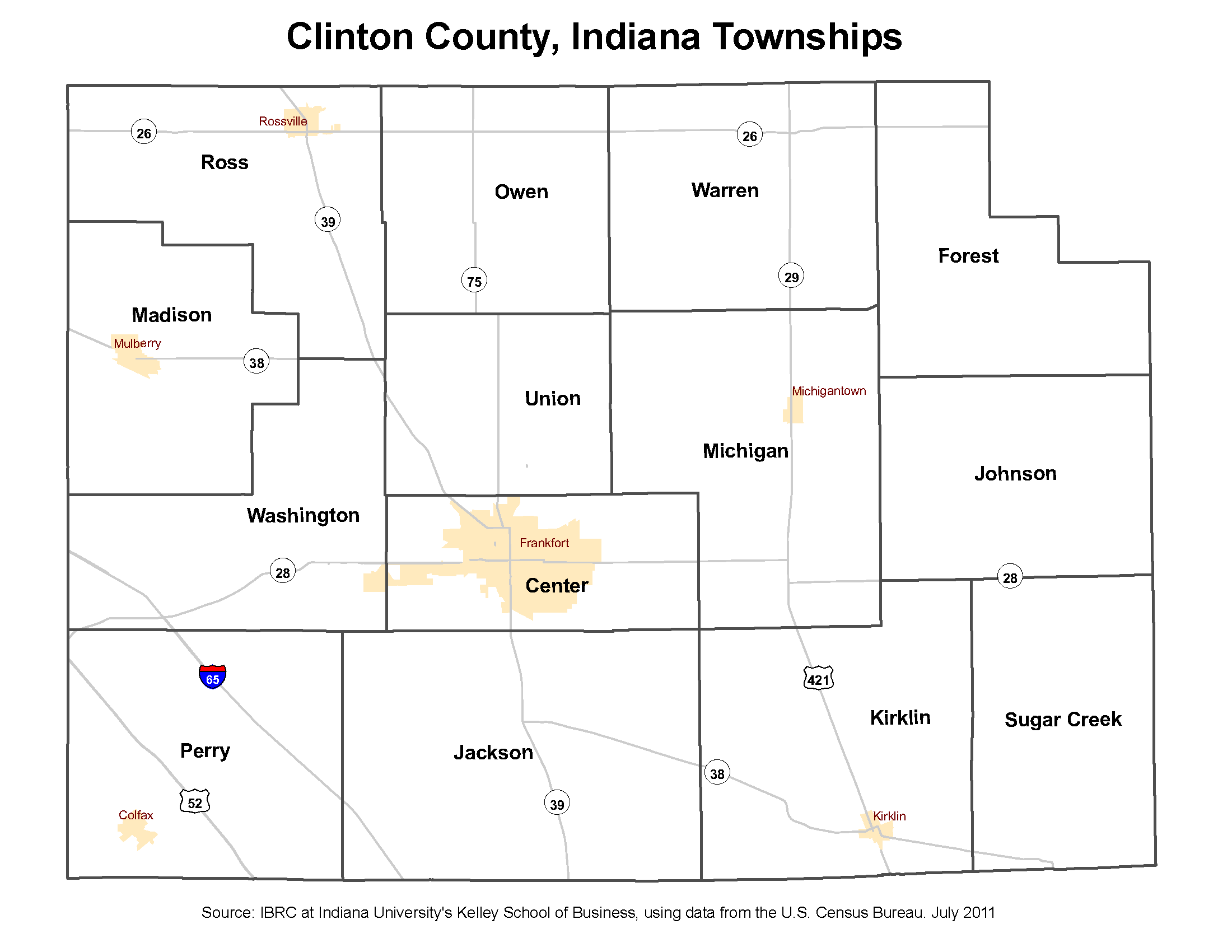 Clinton County Indiana Township Map 2010 Township Maps: Stats Indiana