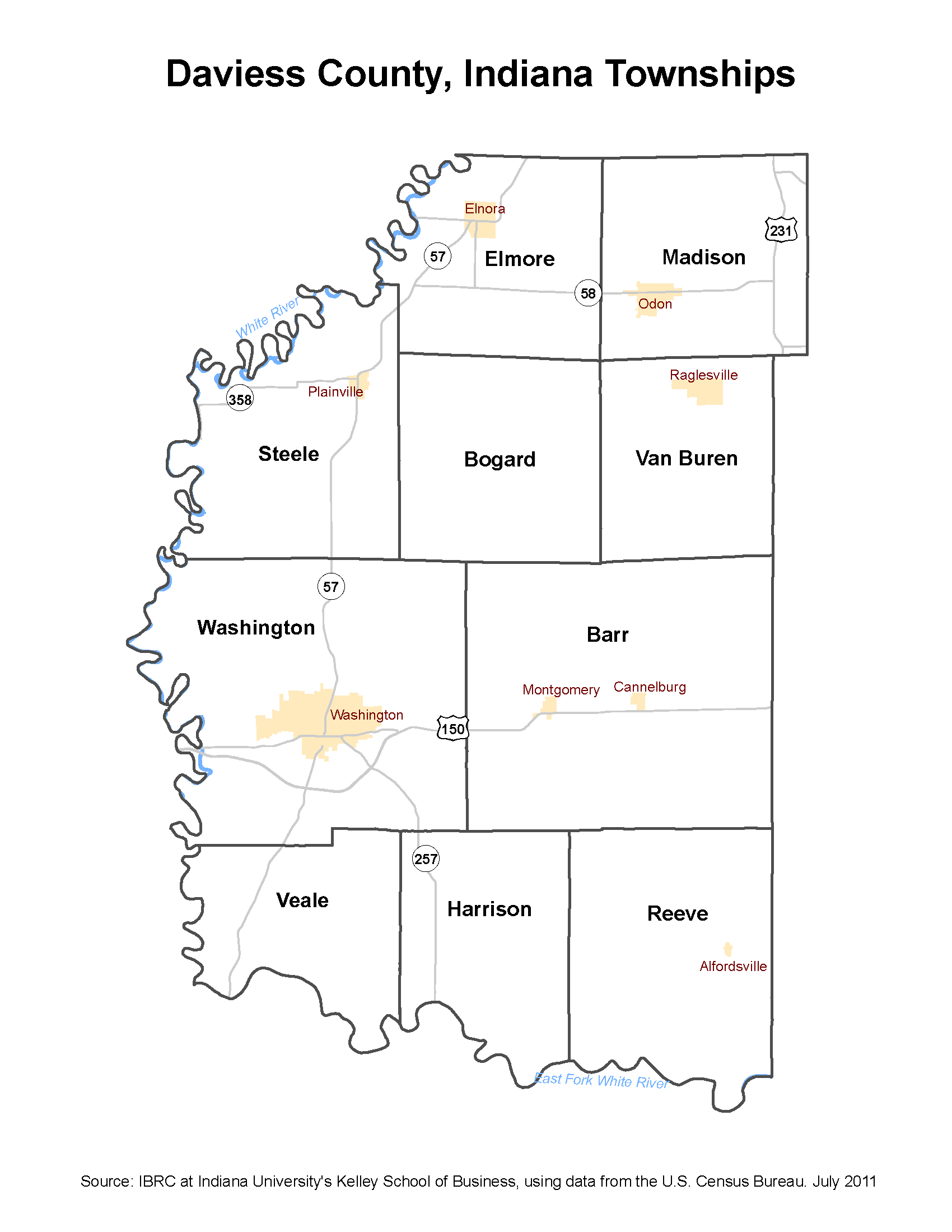 Daviess County Indiana Plat Map 2010 Township Maps: Stats Indiana
