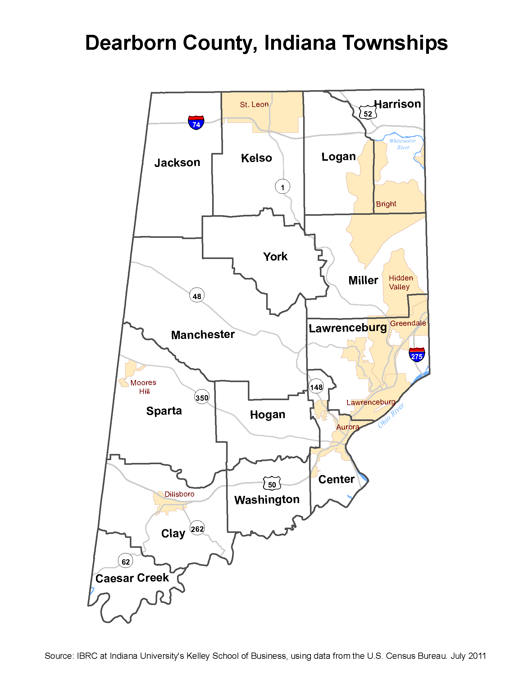 Dearborn County Property Lines 2010 Township Maps: Stats Indiana
