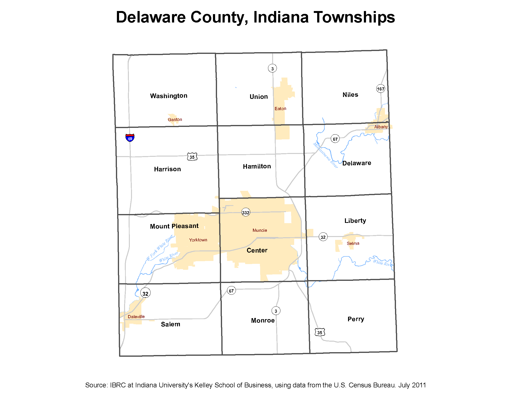delaware county township map Township Maps Stats Indiana delaware county township map