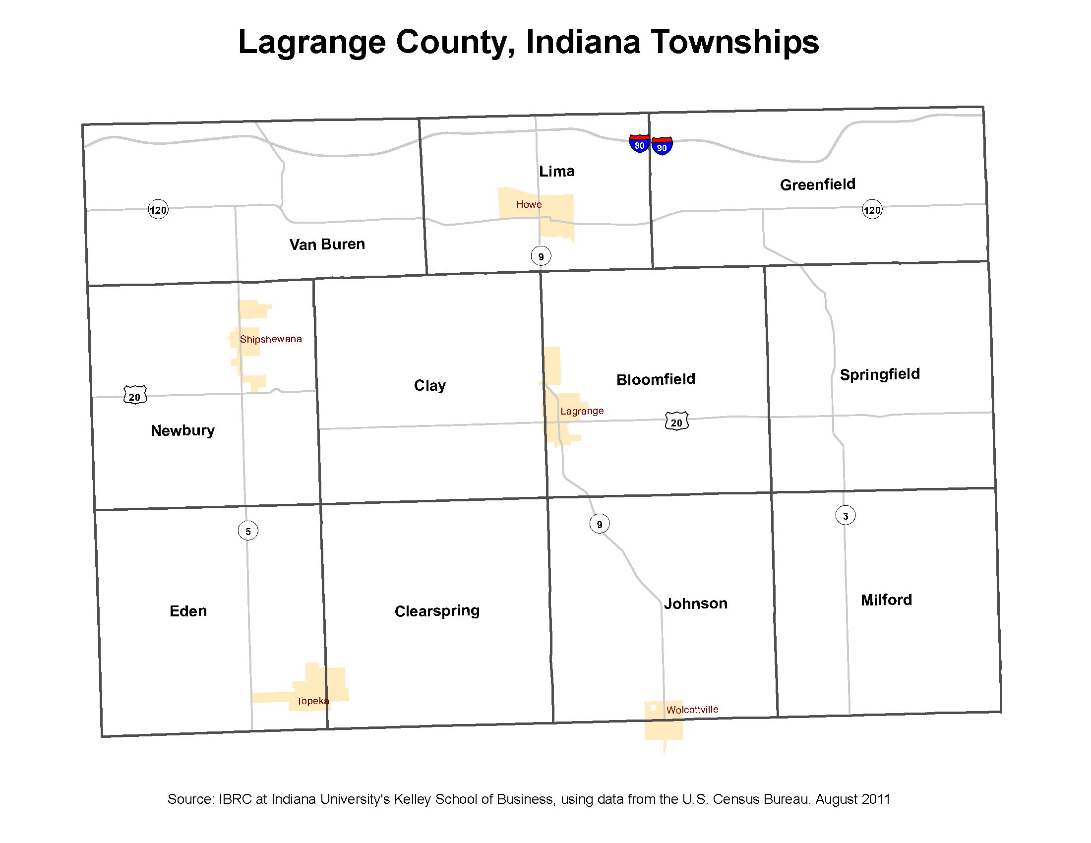 Lagrange County Township Map 2010 Township Maps: Stats Indiana