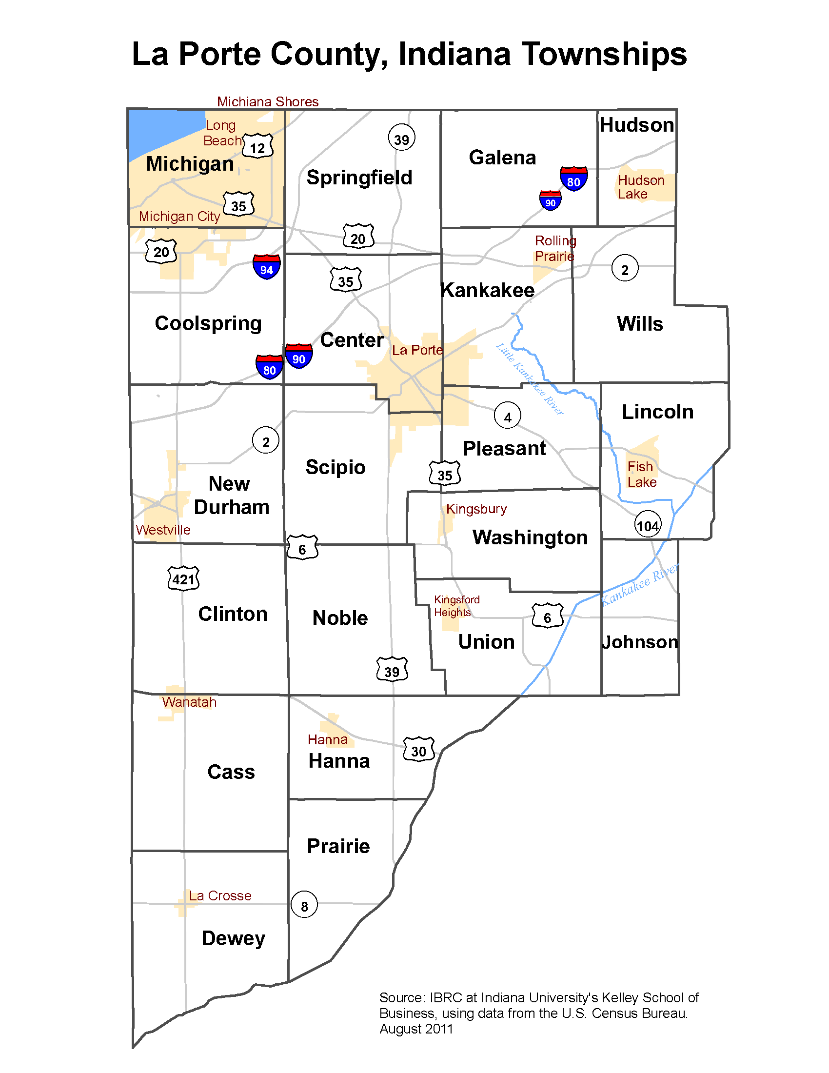 Laporte County Zoning Map 2010 Township Maps: Stats Indiana