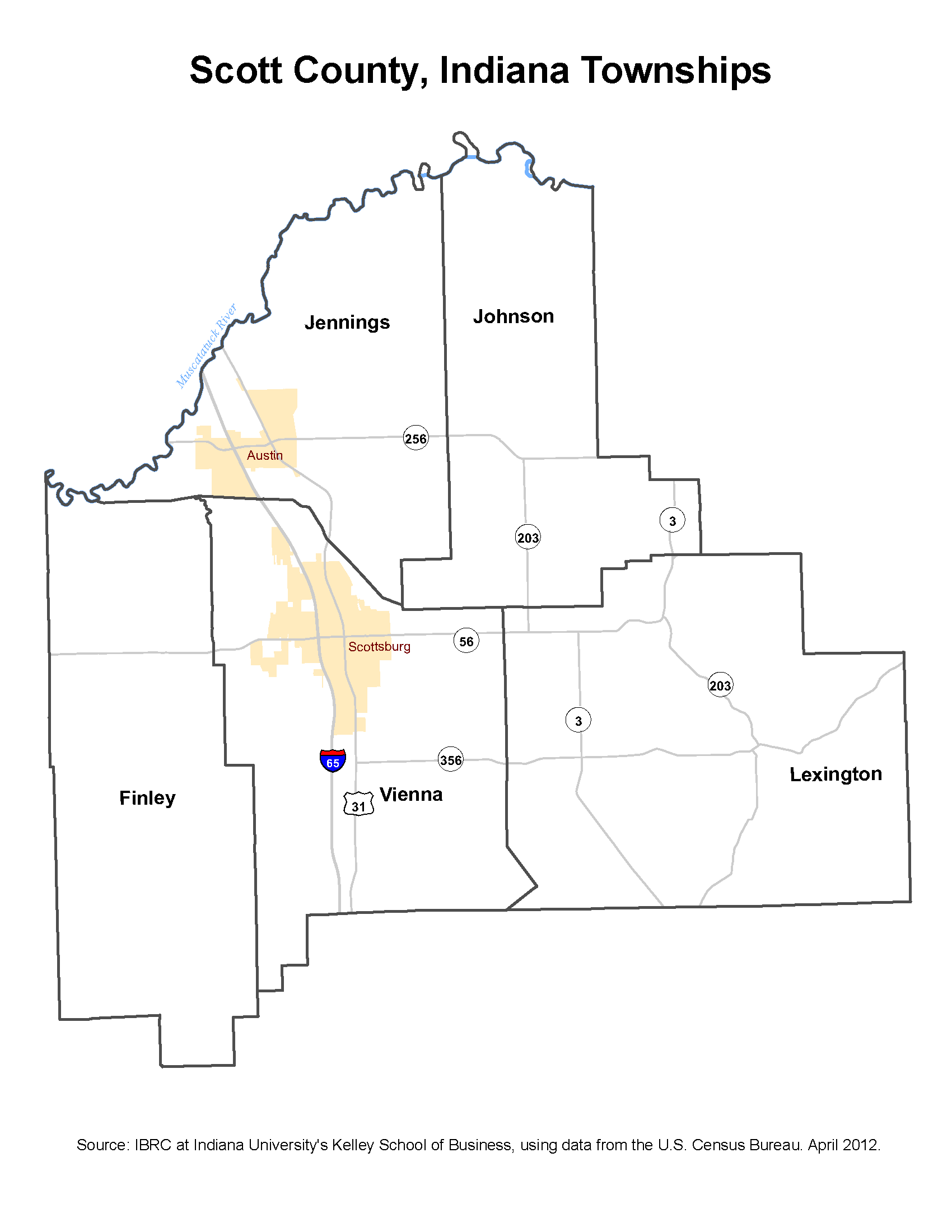 Scott County Indiana Map 2010 Township Maps: Stats Indiana