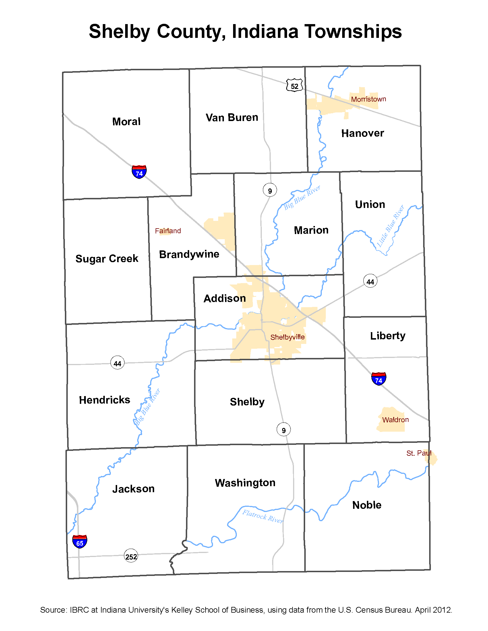 Map Of Shelby County Indiana. 
