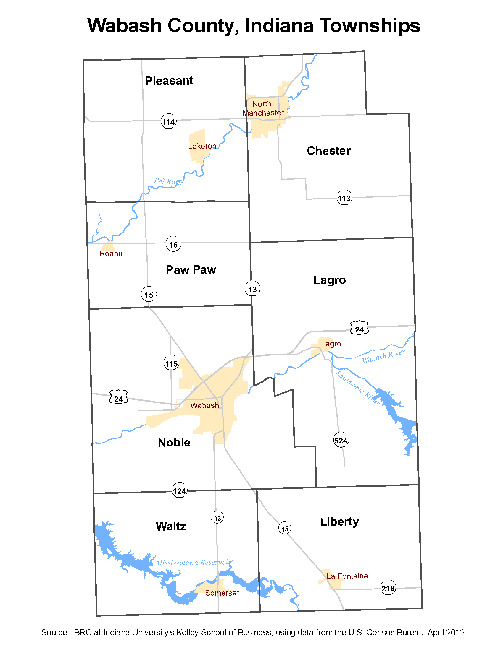 Whitley County Township Map 2010 Township Maps: Stats Indiana