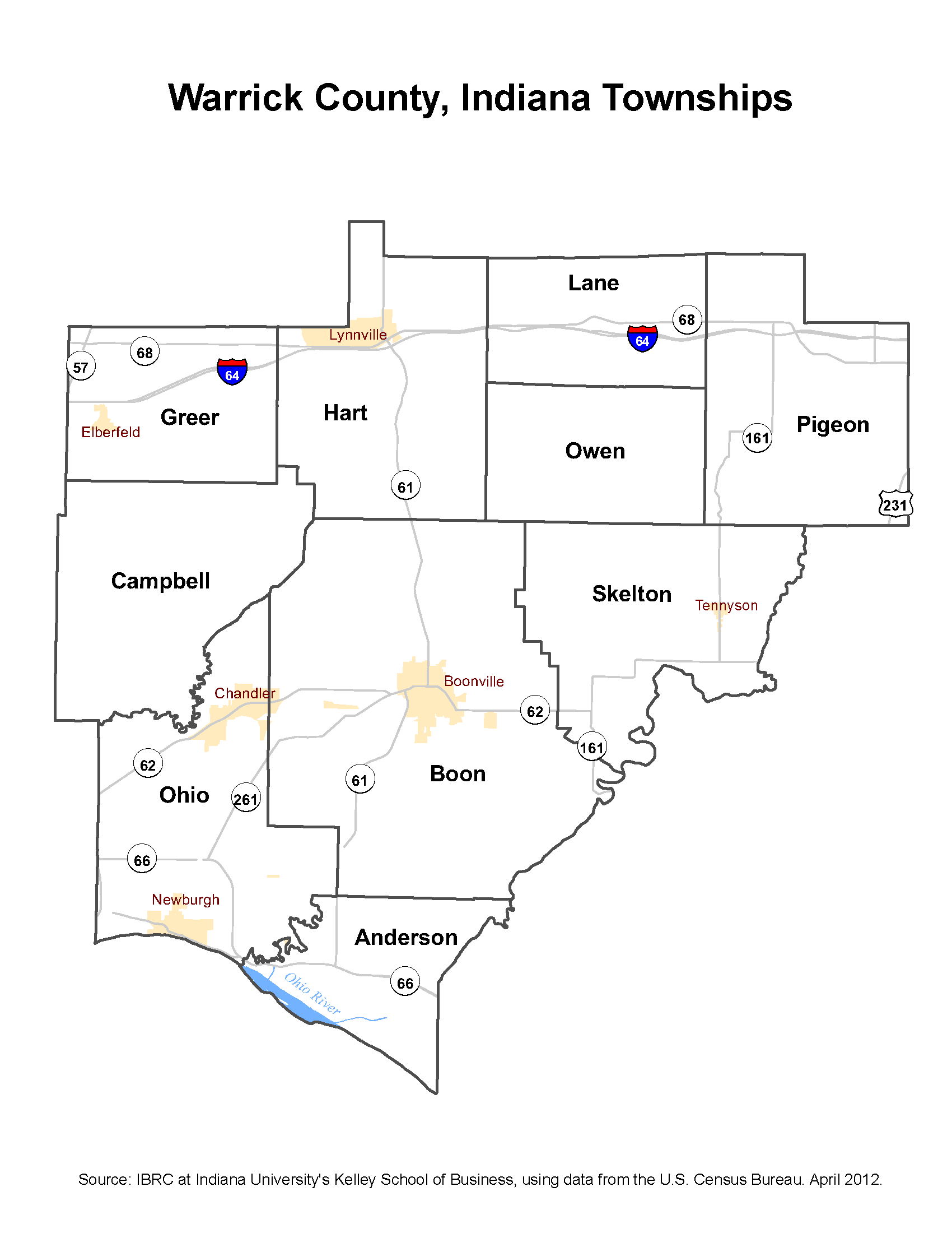 Warrick County Township Map 2010 Township Maps: Stats Indiana