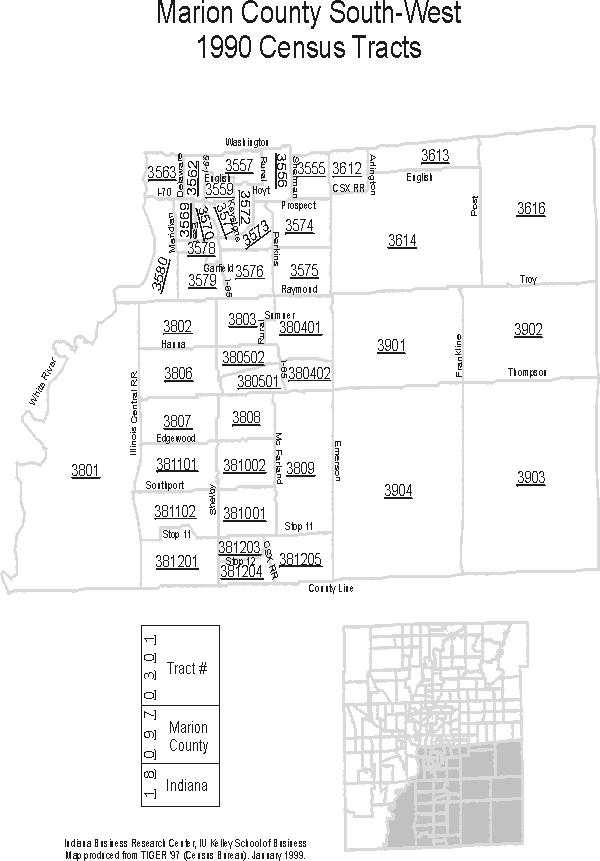 STATS Indiana 1990 Census Tract Maps for Marion County, Indiana