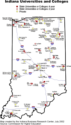 Map Of Indiana Colleges Www.stats.indiana.edu - /Maptools/Maps/Thematic/Indiana/
