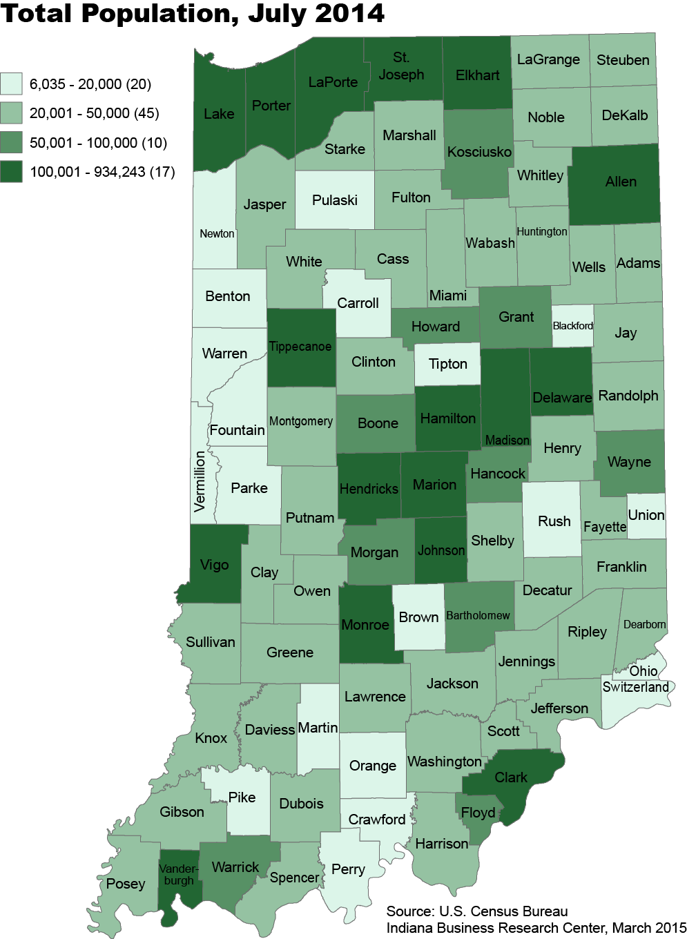 Indiana County Population Estimates