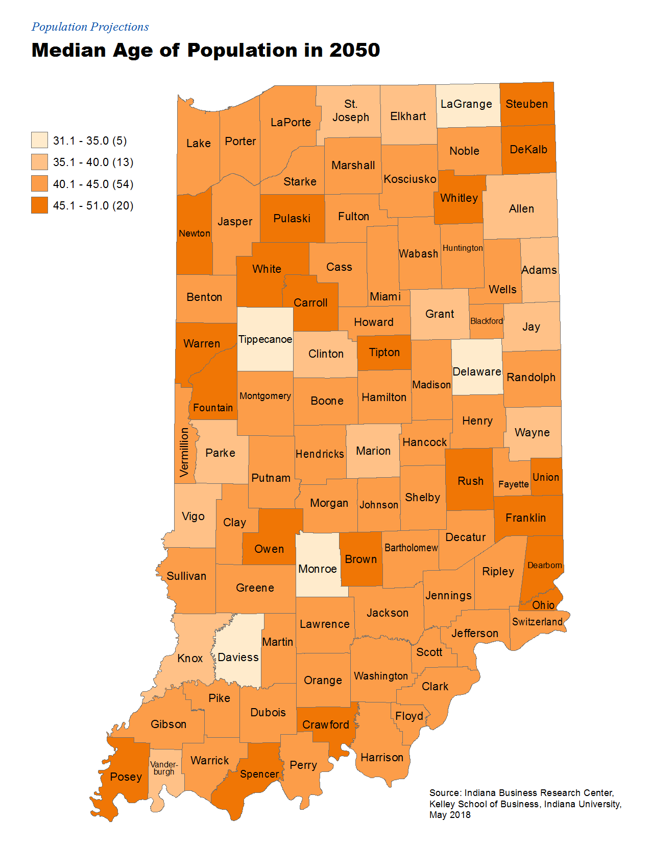 Population Projection Maps STATS Indiana
