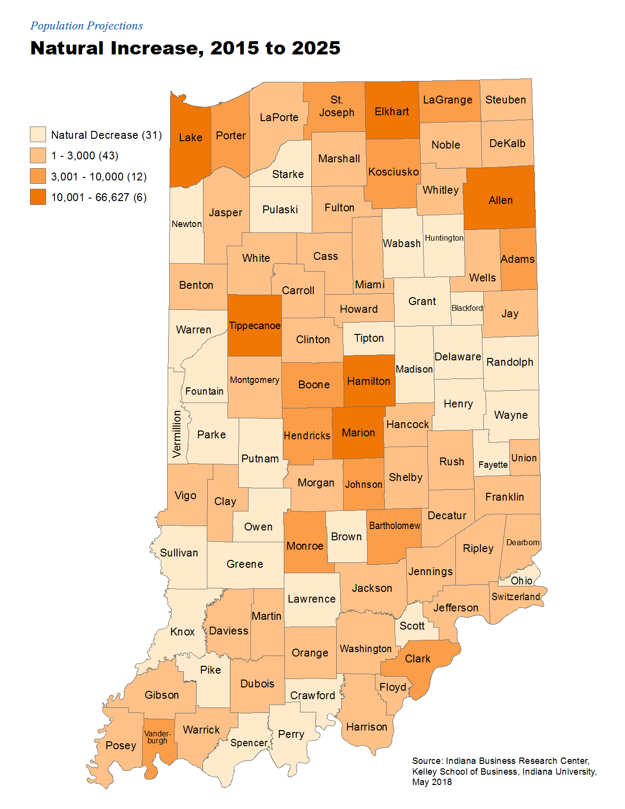 Population Projection Maps STATS Indiana