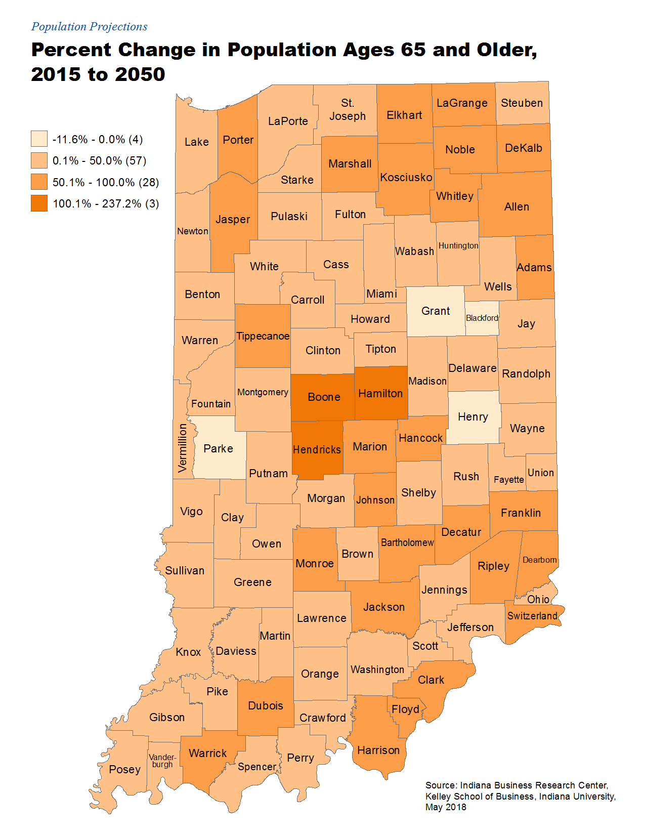 Population Projection Maps STATS Indiana